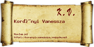 Korényi Vanessza névjegykártya
